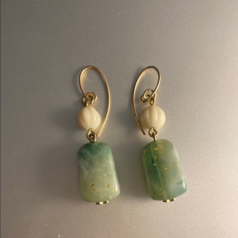 Elegant Gold and Green Earrings